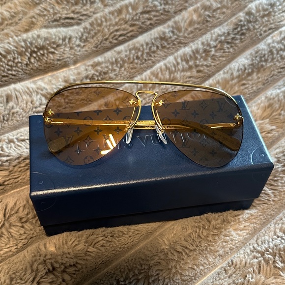Louis Vuitton Gold-Tone Aviator Sunglasses - Picture 1 of 2